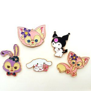 Pins Sanrio 5 Hello Kitty Kuromi Pin Brooch Goth Punk Emo Fox Bunny Cinnamoroll